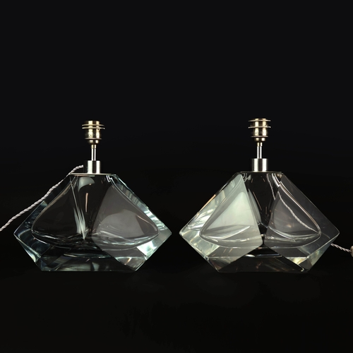 13 - BELLA FIGURA DIAMOND SMALL TABLE LAMPS, A PAIR. Murano glass, 31cm H each approx.