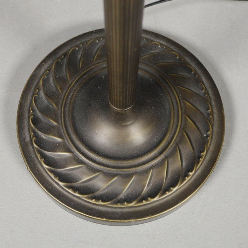 130 - TIFFANY STYLE FLOOR STANDING LAMP. the bowl-shaped shade with floral and dragonfly decoration, raise... 