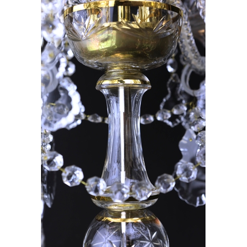 133 - BOHEMIAN STYLE TABLE LAMP. 5 branch, glass with gilt detail, 70.5cm H approx.