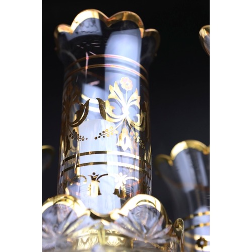 133 - BOHEMIAN STYLE TABLE LAMP. 5 branch, glass with gilt detail, 70.5cm H approx.