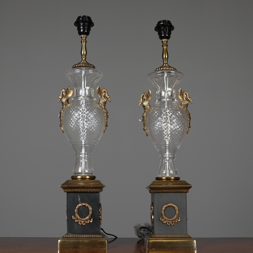 134 - FRENCH EMPIRE STYLE TABLE LAMPS, A PAIR. 64cm H each approx. (2).