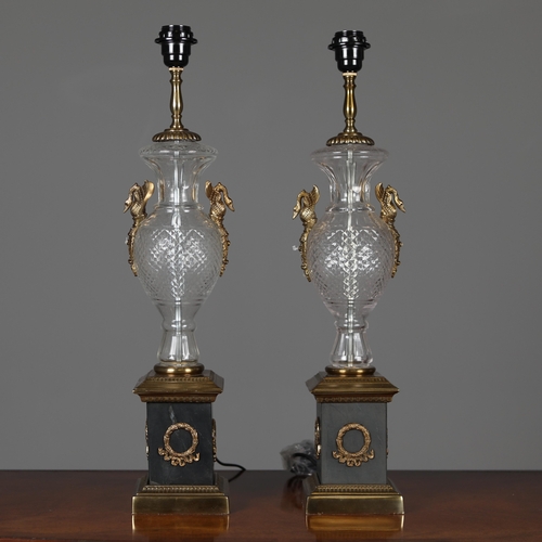 134 - FRENCH EMPIRE STYLE TABLE LAMPS, A PAIR. 64cm H each approx. (2).