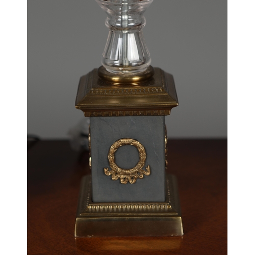 134 - FRENCH EMPIRE STYLE TABLE LAMPS, A PAIR. 64cm H each approx. (2).