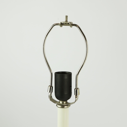 135 - CANDLE STICK FORM TABLE LAMPS, A PAIR. with shades, 75cm H approx. (2).