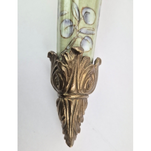 137 - PARROT WALL SCONCES, A PAIR. ceramic and gilt metal, floral detail, 65cm H approx. (2).