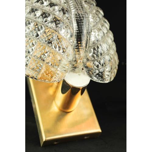 144 - MID CENTURY MURANO GLASS LEAF WALL LIGHTS, 2 SIMILAR. brass mounts, 25cm H approx. (2).