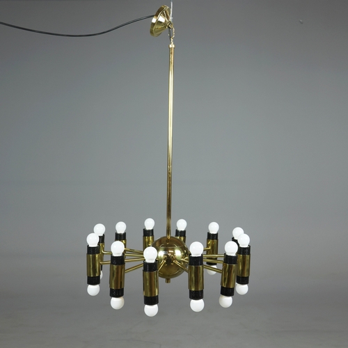 145 - 1970s AMERICAN GILT BRASS CEILING LIGHT. With twelve lights 100cm H x 62cm W.