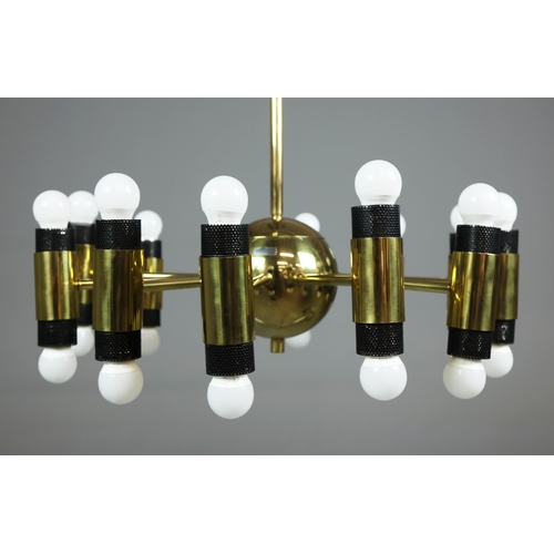 145 - 1970s AMERICAN GILT BRASS CEILING LIGHT. With twelve lights 100cm H x 62cm W.