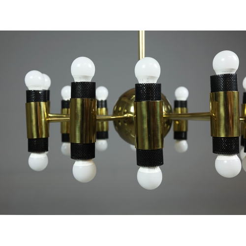 145 - 1970s AMERICAN GILT BRASS CEILING LIGHT. With twelve lights 100cm H x 62cm W.
