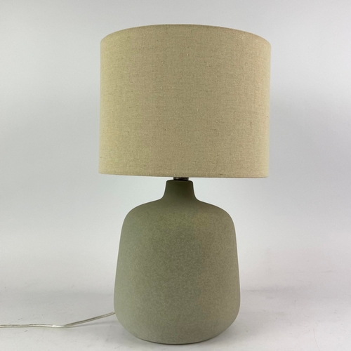 153 - CERAMIC TABLE LAMPS, A PAIR. with shades, each 48cm H approx. (2).