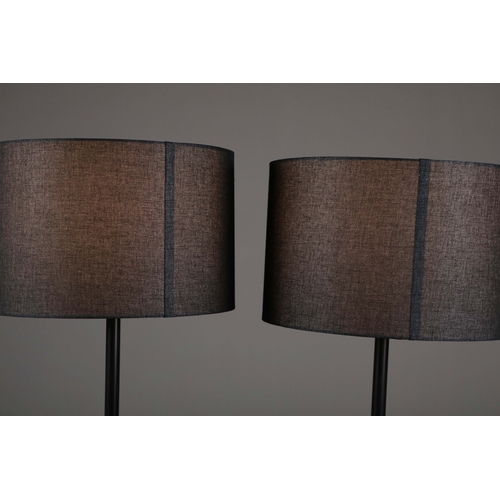 154 - FLOOR LAMPS, A PAIR. with shades, 170cm H each approx. (2).