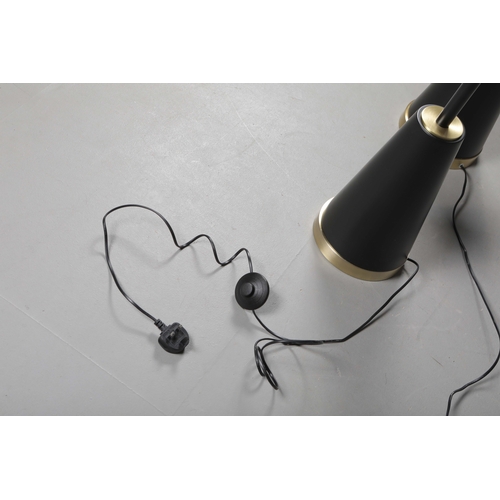 154 - FLOOR LAMPS, A PAIR. with shades, 170cm H each approx. (2).