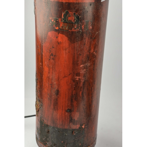 157 - PAIR OF VINTAGE FIRE EXTINGUISHER CONVERTED TABLE LAMPS. 68cm H approx.