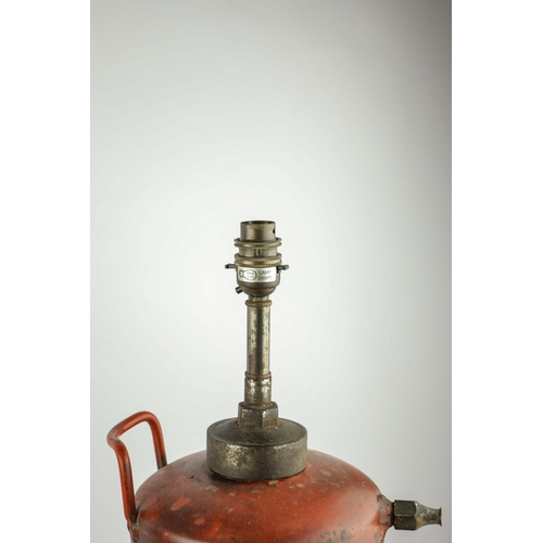 157 - PAIR OF VINTAGE FIRE EXTINGUISHER CONVERTED TABLE LAMPS. 68cm H approx.