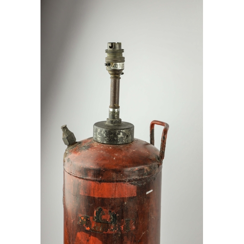 157 - PAIR OF VINTAGE FIRE EXTINGUISHER CONVERTED TABLE LAMPS. 68cm H approx.