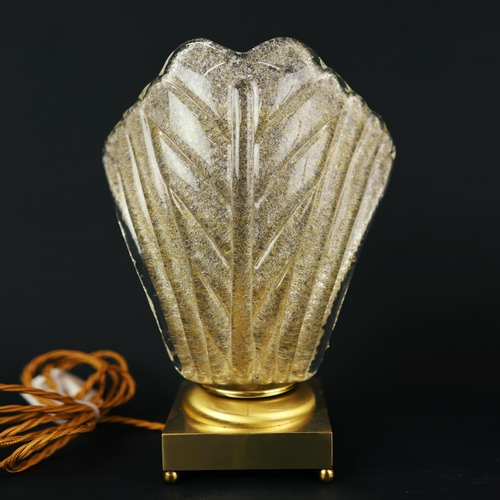 159 - SET OF THREE MID CENTURY CONTINENTAL GLASS AND GILT METAL TABLE LAMPS. Largest 34cm H x 20cm W.