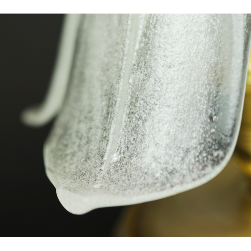 159 - SET OF THREE MID CENTURY CONTINENTAL GLASS AND GILT METAL TABLE LAMPS. Largest 34cm H x 20cm W.