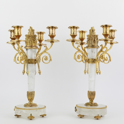 160 - HOLLYWOOD REGENCY STYLE CANDELABRA, A PAIR. 37cm H approx. (2).