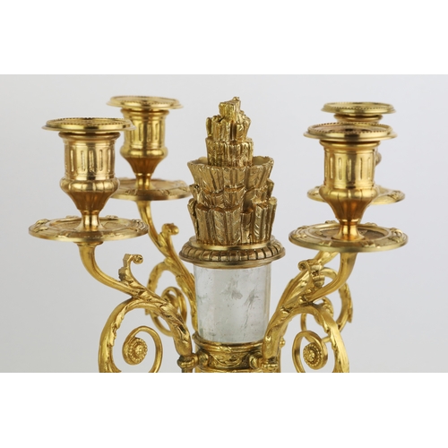 160 - HOLLYWOOD REGENCY STYLE CANDELABRA, A PAIR. 37cm H approx. (2).