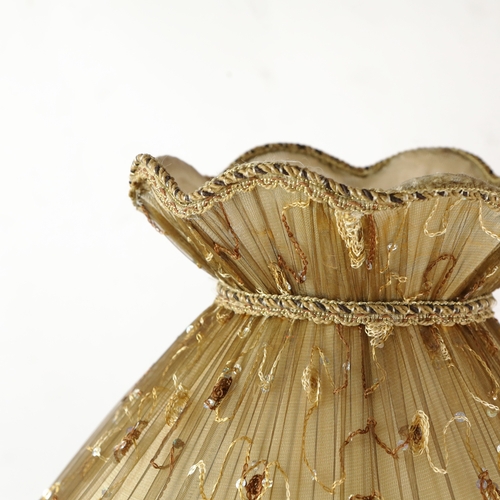 161 - ITALIAN CERAMIC TABLE LAMPS, A PAIR. with beaded shades, 80cm H each approx. (2).