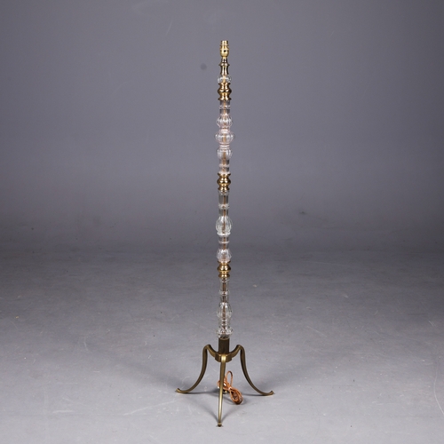 170 - FLOOR LAMP. vintage 1970s glass and gilt metal, 133cm H approx.