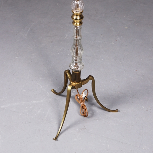 170 - FLOOR LAMP. vintage 1970s glass and gilt metal, 133cm H approx.