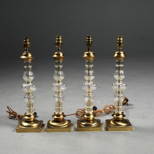 171 - TABLE LAMPS, 2 PAIRS. (4). vintage 1970s glass and gilt metal, 45cm H each approx. (4).