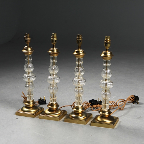 171 - TABLE LAMPS, 2 PAIRS. (4). vintage 1970s glass and gilt metal, 45cm H each approx. (4).