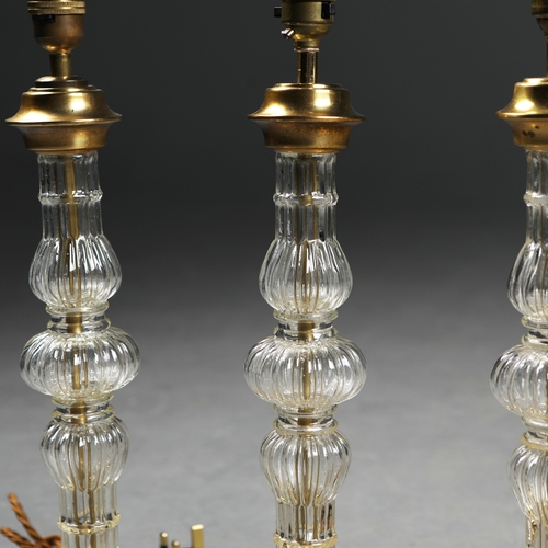 171 - TABLE LAMPS, 2 PAIRS. (4). vintage 1970s glass and gilt metal, 45cm H each approx. (4).