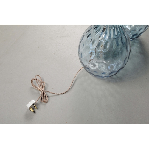 177 - MURANO STYLE DIMPLED GLASS TABLE LAMPS, A PAIR. 58cm H approx. (2).