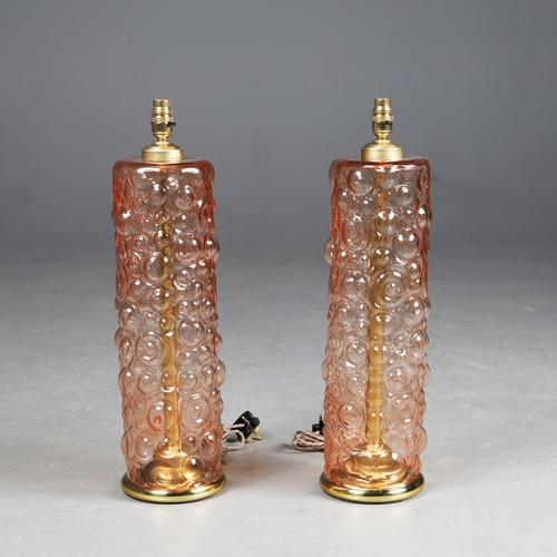 178 - 1960S STYLE BUBBLE GLASS TABLE LAMPS, A PAIR. 60cm H approx. (2).