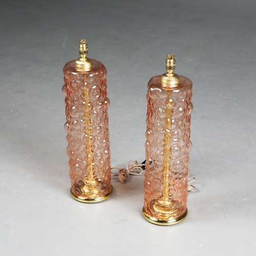 178 - 1960S STYLE BUBBLE GLASS TABLE LAMPS, A PAIR. 60cm H approx. (2).