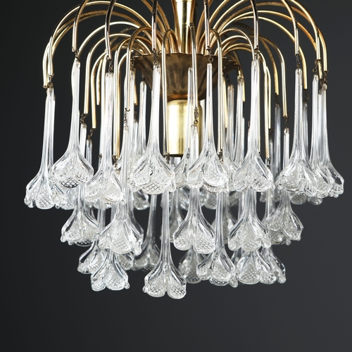 180 - MURANO GLASS WATERFALL CHANDELIERS, A PAIR. vintage 1970s, floral design drops, each 48cm drop appro... 