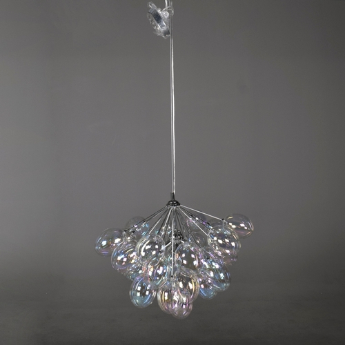 205 - SPUTNIK STYLE CHANDELIER. shaped glass shades 60cm x 60cm.
