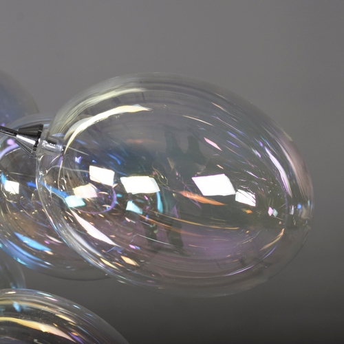 205 - SPUTNIK STYLE CHANDELIER. shaped glass shades 60cm x 60cm.