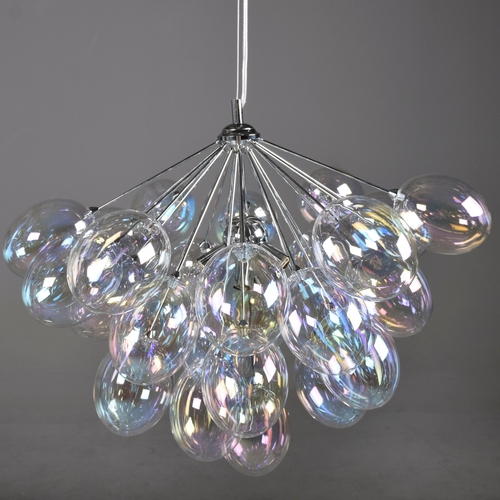205 - SPUTNIK STYLE CHANDELIER. shaped glass shades 60cm x 60cm.
