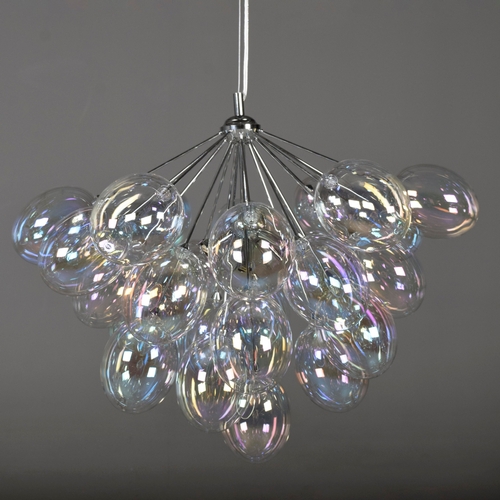 205 - SPUTNIK STYLE CHANDELIER. shaped glass shades 60cm x 60cm.