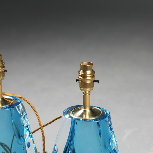 21 - ATTRIBUTED TO HEATHFIELD & CO ANYA TABLE LAMPS, A PAIR. later changed lamp fittings and wiring, 37cm... 