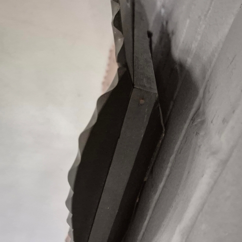 226 - 1940S FRENCH MIRROR. rose pink etched glass, 94cm x 72cm approx.