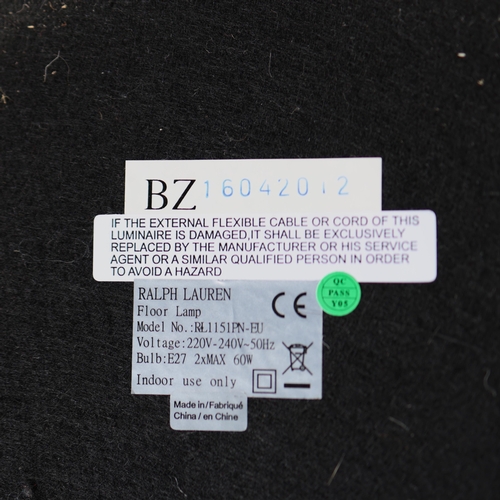 24 - RALPH LAUREN NOLAN LOFT FLOOR LAMP. with shade, 170cm H at tallest approx.