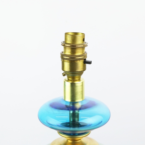 27 - CENEDESE MURANO GLASS TABLE LAMPS, A PAIR. opaline blue glass, 46cm H approx. (2).