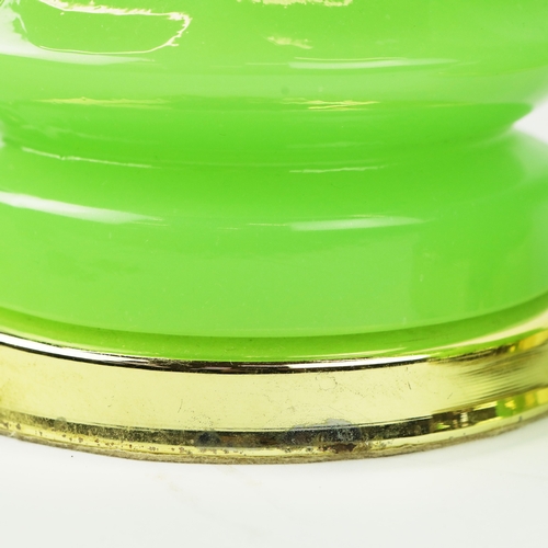 28 - CENEDESE MURANO GLASS TABLE LAMPS, A PAIR. opaline green glass, 41cm H approx. (2).