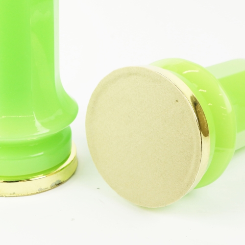 28 - CENEDESE MURANO GLASS TABLE LAMPS, A PAIR. opaline green glass, 41cm H approx. (2).