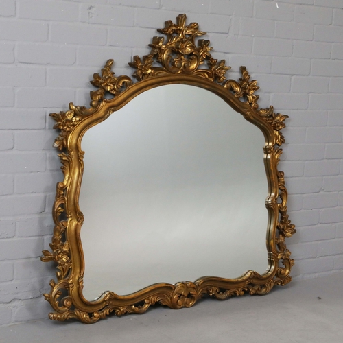 282 - BAROQUE STYLE OVERMANTLE WALL MIRROR. 120cm x 117cm approx.