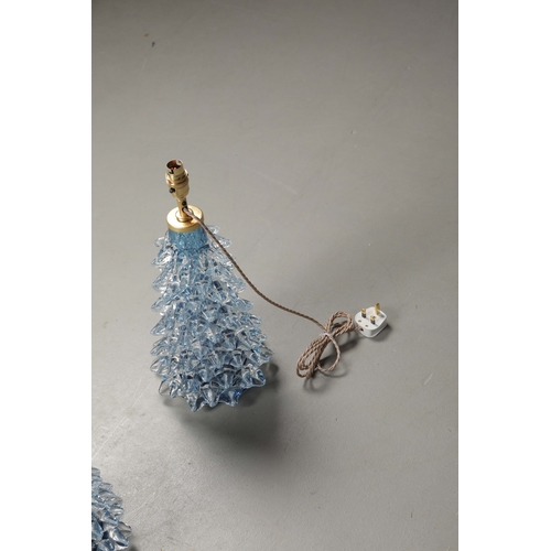 35 - MURANO ROSTRATO GLASS TABLE LAMPS, A PAIR. 45cm H approx. (2).