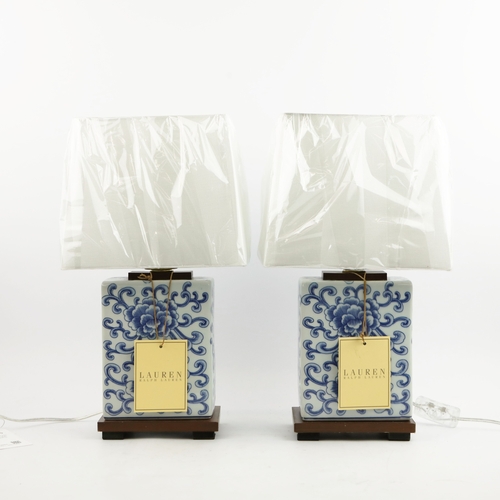 46 - LAUREN RALPH LAUREN HOME TABLE LAMPS, A PAIR. with shades, 42cm H each approx. (2).