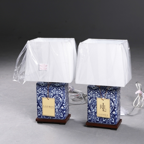 55 - LAUREN RALPH LAUREN HOME TABLE LAMPS, A PAIR. with shades, 41cm H each approx. (2).