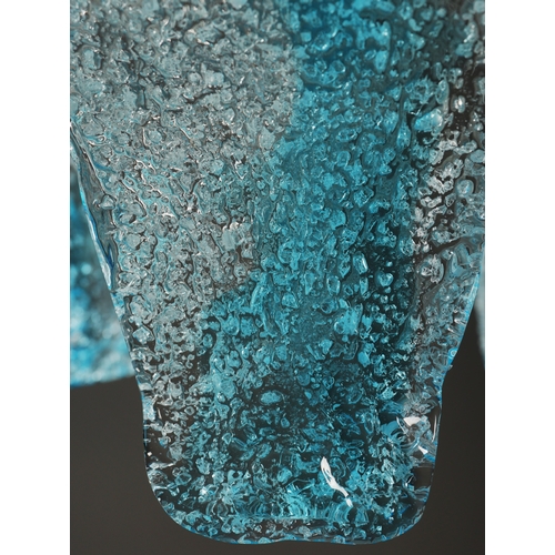 58 - 1970s ITALIAN MAZZEGA MURANO BLUE GLASS PENDANT LIGHT BY CARLO NASON. 40cm H x 36cm W x 70cm drop.