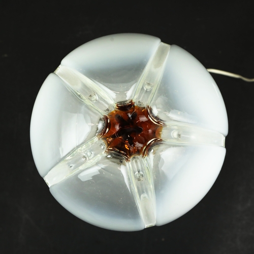 59 - 1970s ITALIAN MAZZEGA MURANO GLASS AND CHROME TABLE LAMP. 28cm H x 20cm W.