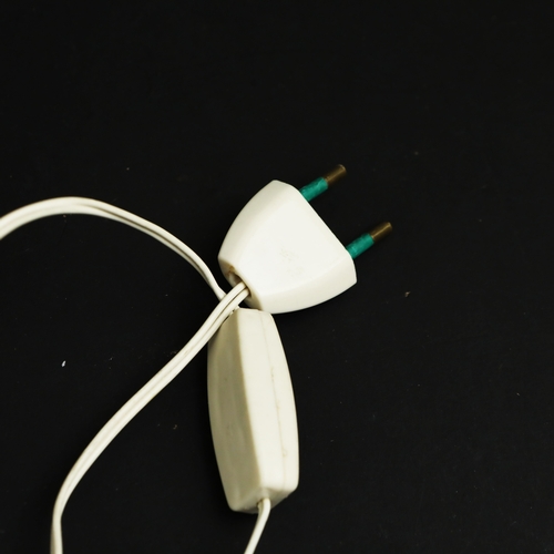 59 - 1970s ITALIAN MAZZEGA MURANO GLASS AND CHROME TABLE LAMP. 28cm H x 20cm W.